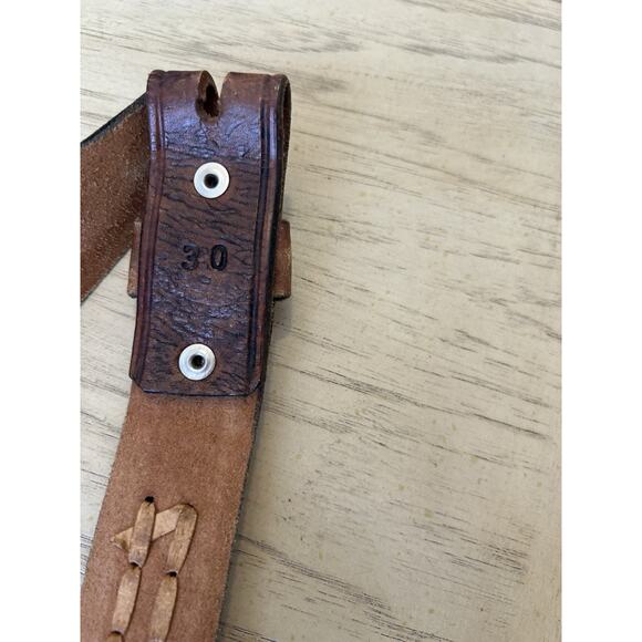 vintage TOOLED buckle belt 34 cowhide WESTERN braided RODEO brown COWBOY - Picture 9 of 15